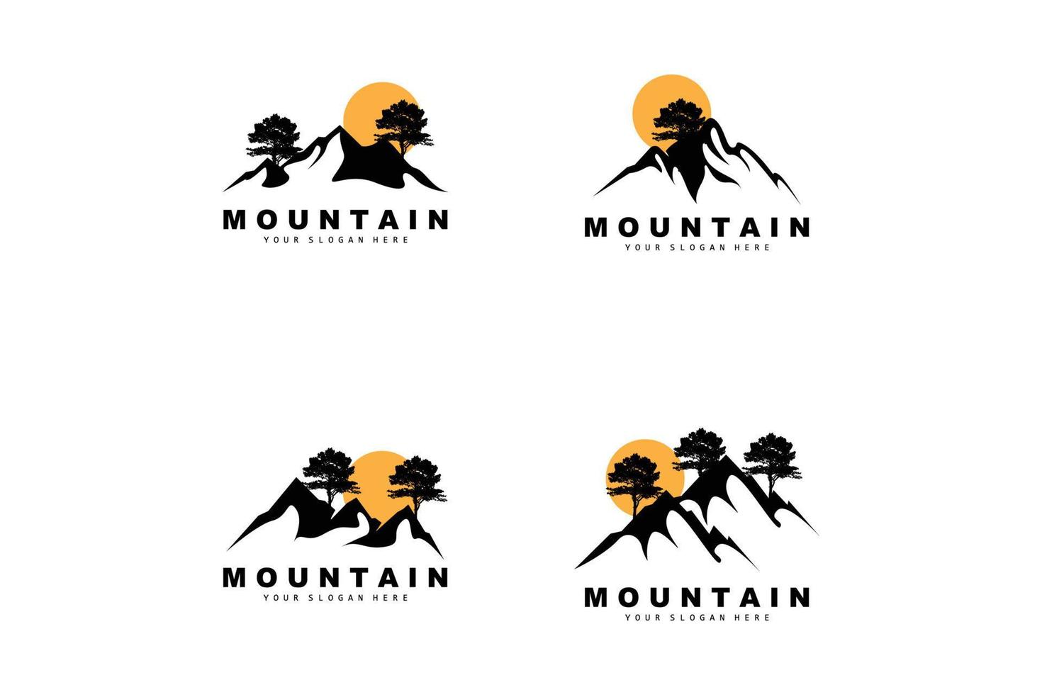 diseño del logotipo de la montaña, lugar vectorial para los amantes de la naturaleza vector