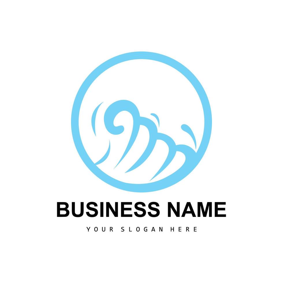 Beach Wave Logo, Water Wave Vector, Water Abstract Design, Illustration Template Icon vector