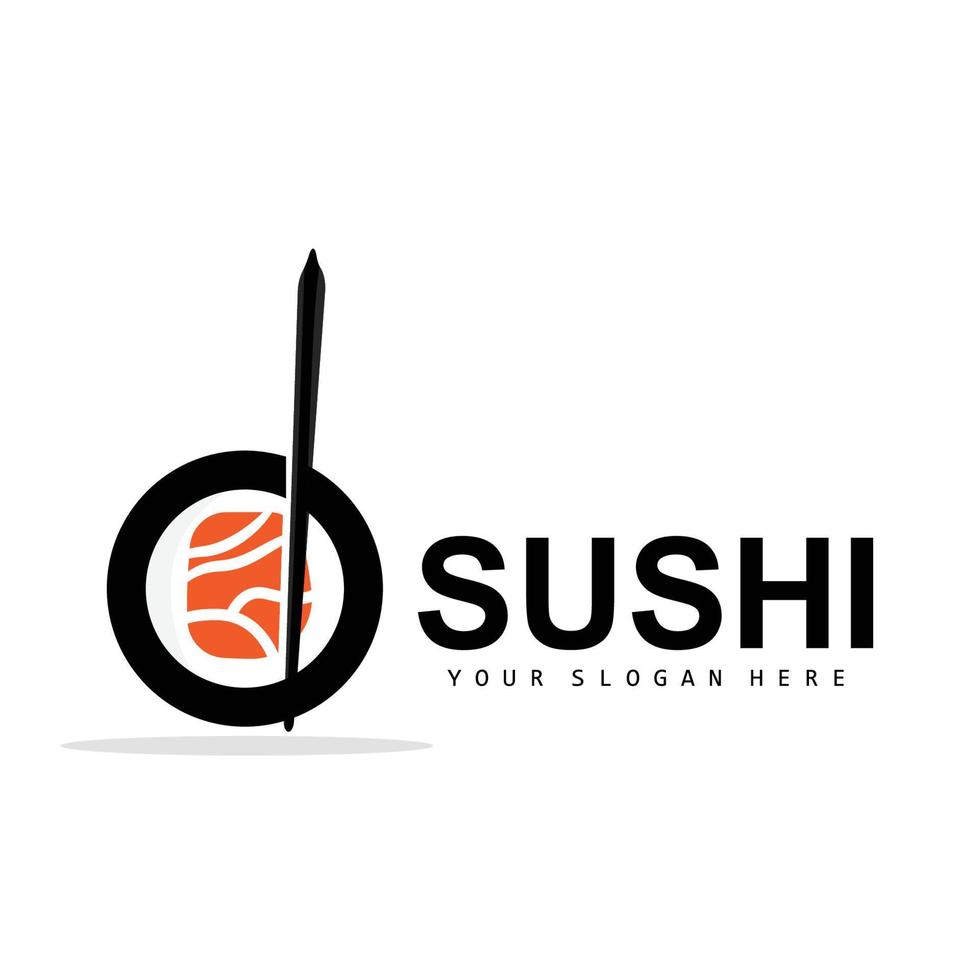 Sushi Logo, Japanese Food Sushi Seafood Vector, Japanese Cuisine Product Brand Design, Template Icon vector