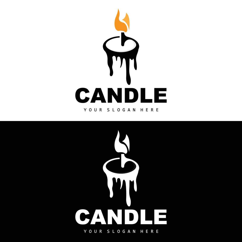 Candle Logo, Elegant Romantic Candle Light Dinner Flame Light Design, Traditional Spa Candle Vector