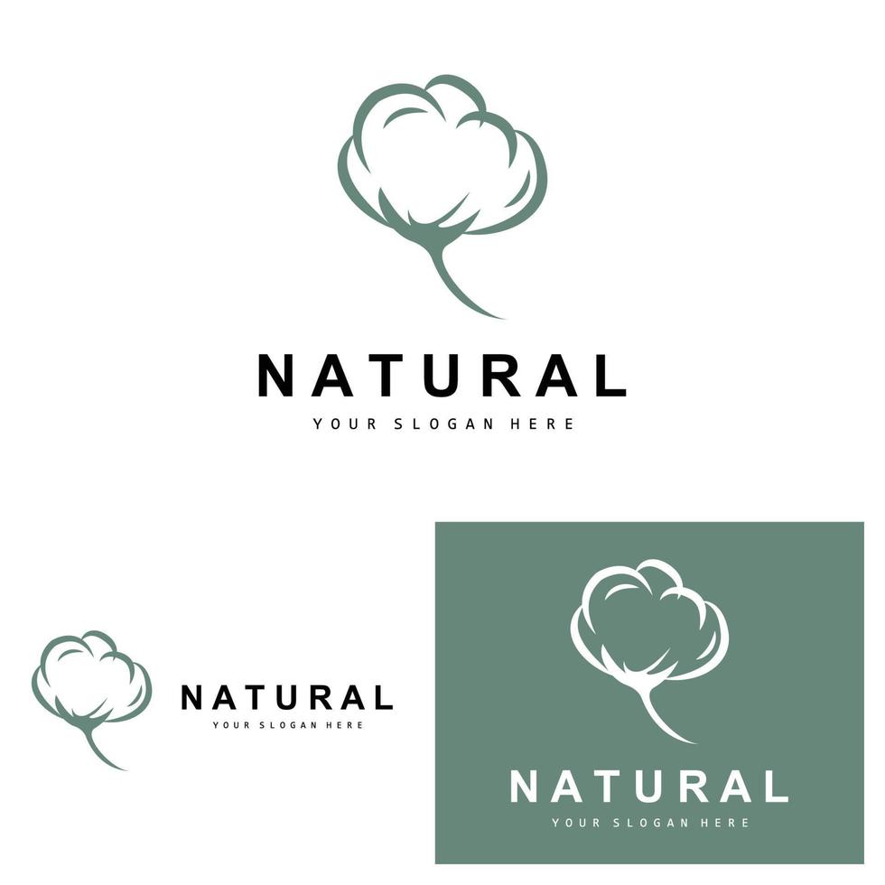 Cotton Logo, Natural Biological Organic Plant Design, Beauty Textile and Clothing Vector, Soft Cotton Flowers vector