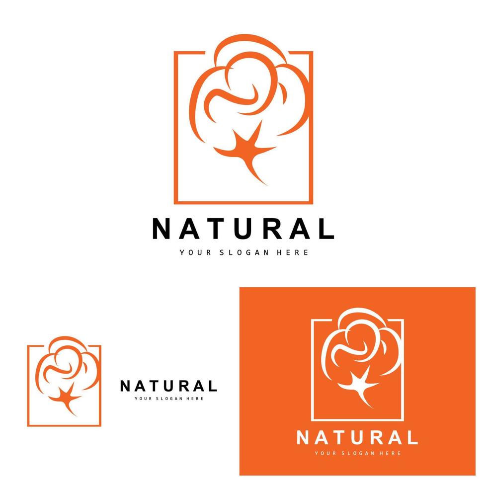 Cotton Logo, Natural Biological Organic Plant Design, Beauty Textile and Clothing Vector, Soft Cotton Flowers vector