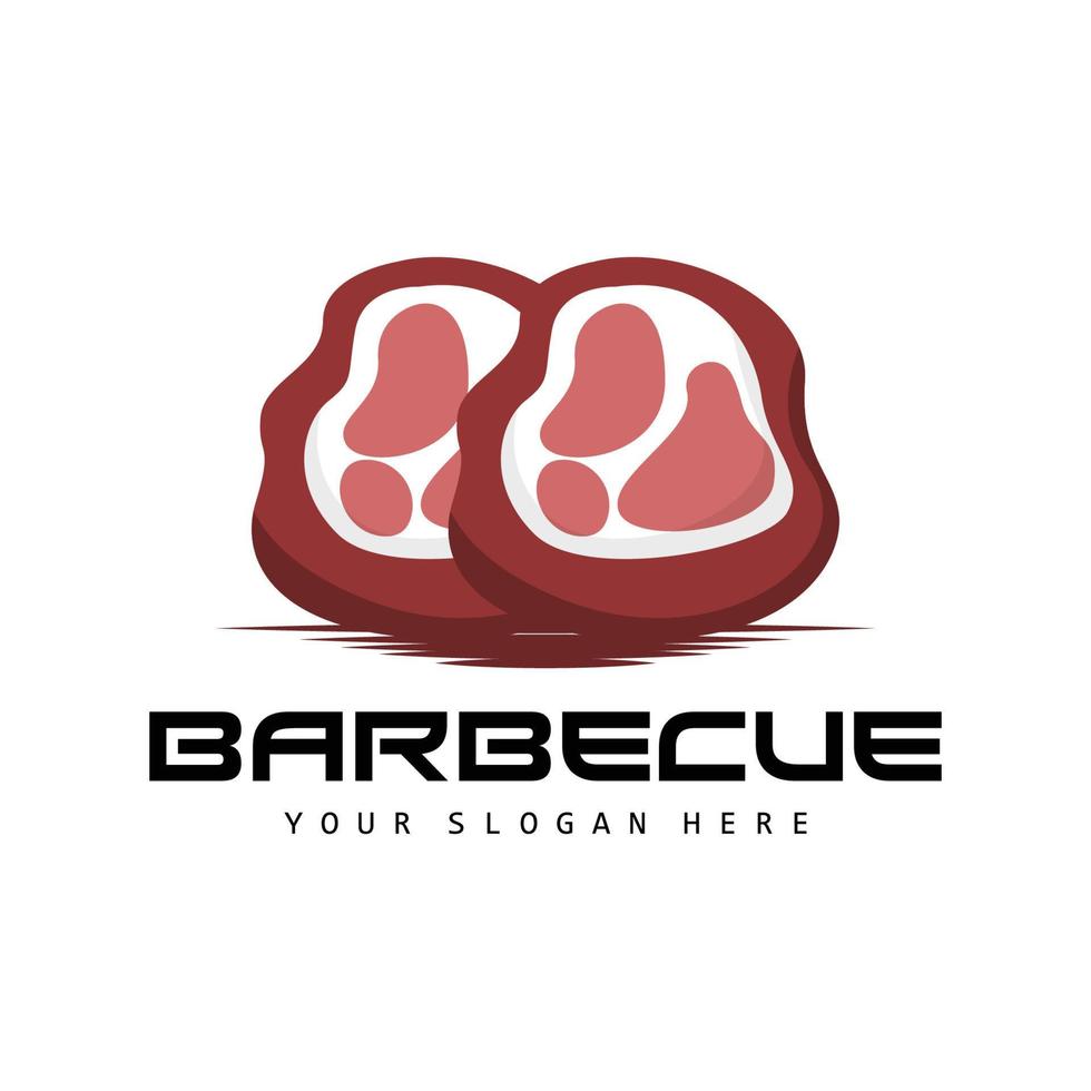 Meat Logo, Smoked Beef Vector, BBQ Grill Baberque Logo Design And Butcher Cut, Illustration Template Icon vector