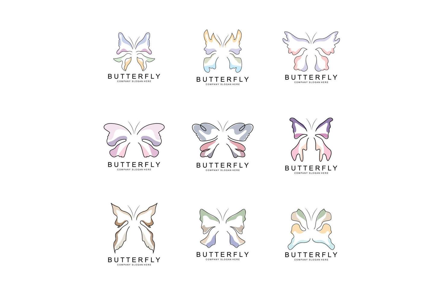 Butterfly Logo Design, Beautiful Flying Animal, Company Brand Icon Illustration, Screen Printing, Salon vector
