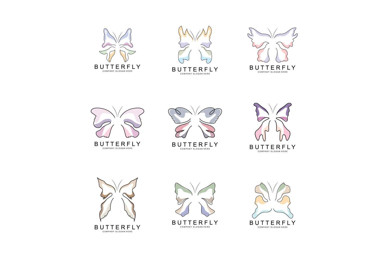 Butterfly Logo Design, Beautiful Flying Animal, Company Brand Icon Illustration, Screen Printing, Salon vector