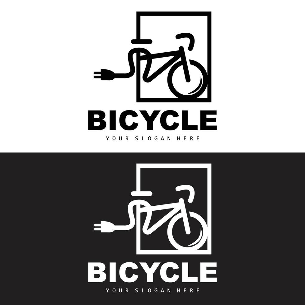 eléctrico bicicleta logo, vehículo diseño, deporte bicicleta vector, bicicleta modelo icono ilustración vector