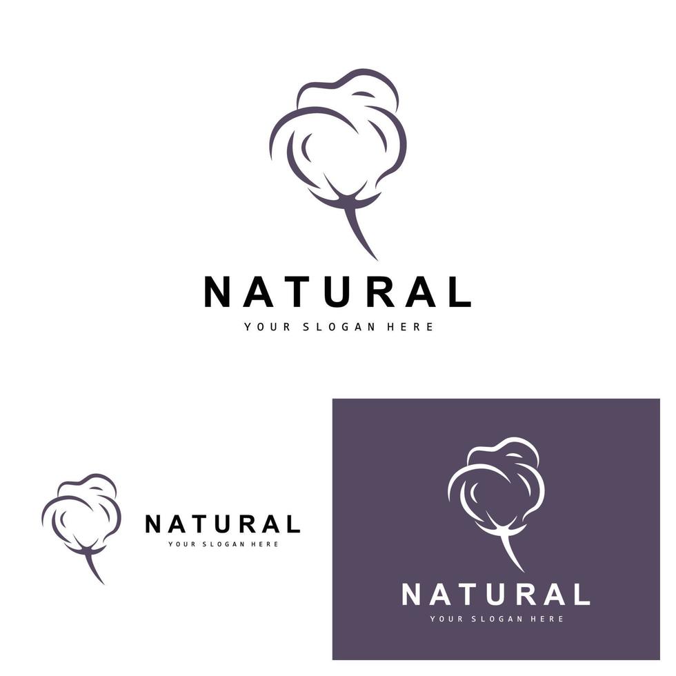 Cotton Logo, Natural Biological Organic Plant Design, Beauty Textile and Clothing Vector, Soft Cotton Flowers vector