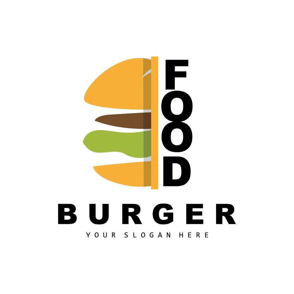 Burger Logo, Fast Food Design, Bread And Vegetables Vector, Fast Food Restaurant Brand Icon Illustration vector