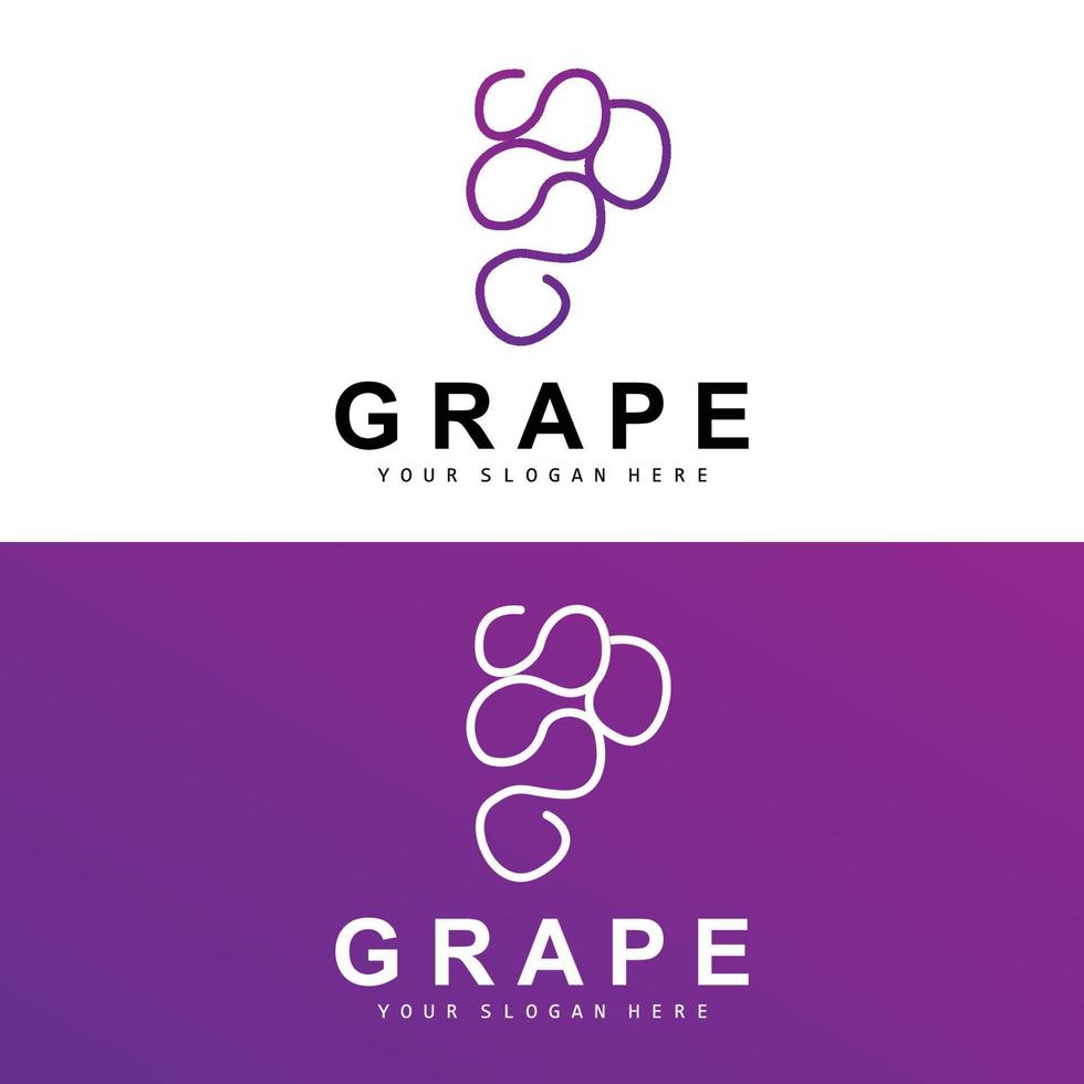 Grape Fruit Logo, Circle Style Fruit Design, Grape Farm Vector, Wine Drink, Nature Icon, Illustration Template vector