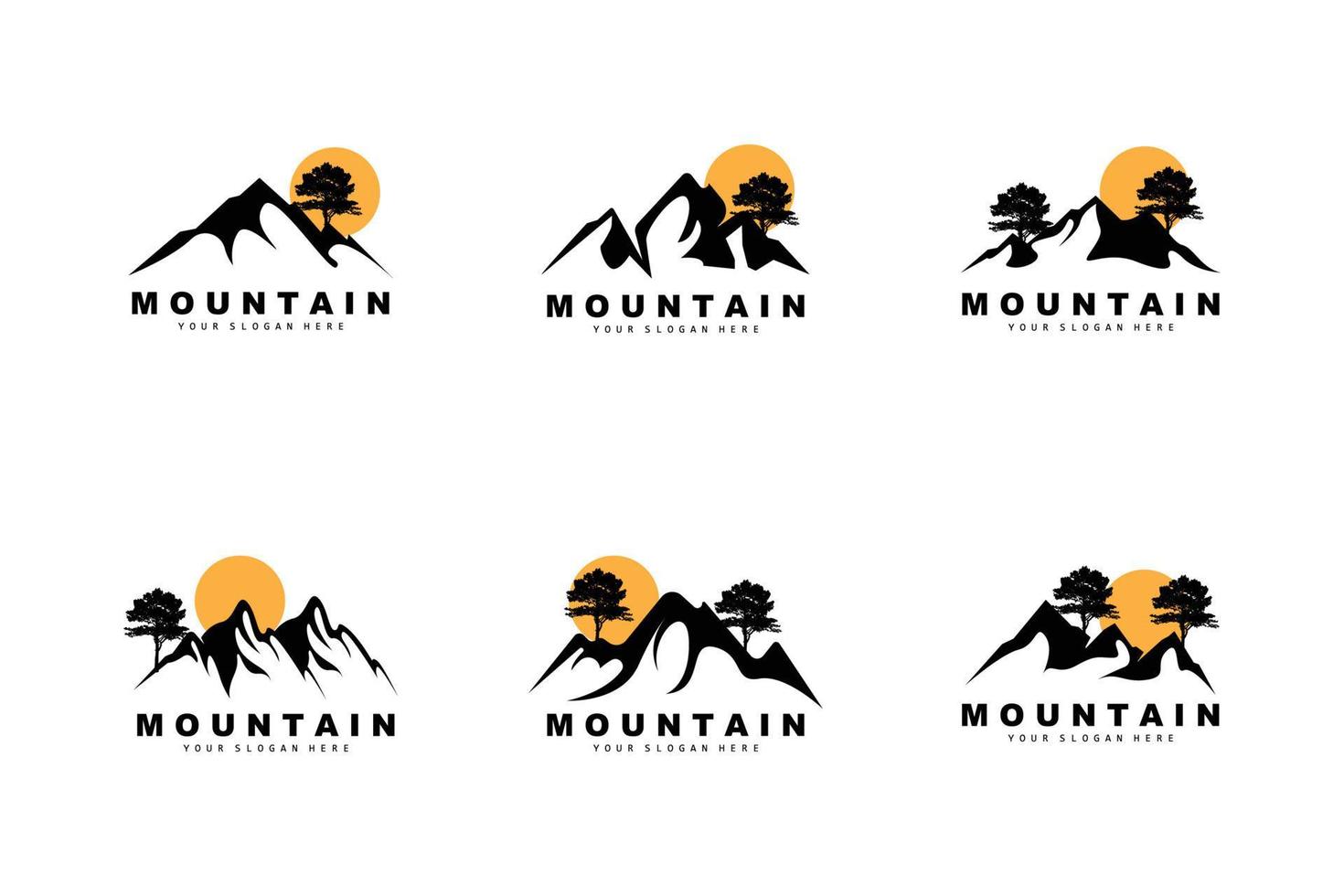 diseño del logotipo de la montaña, lugar vectorial para los amantes de la naturaleza vector