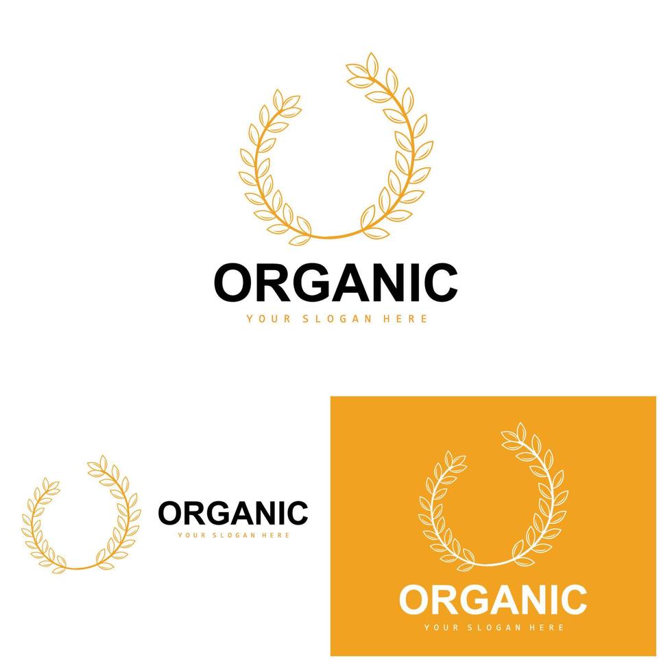 Wheat Rice Logo, Agricultural Organic Plants Vector, Luxury Design Golden Bakery Ingredients vector