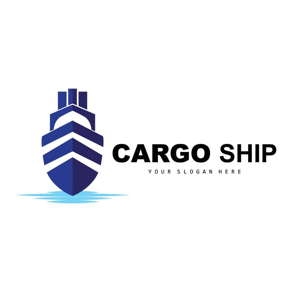 Cargo Ship Logo, Fast Cargo Ship Vector, Sailboat, Design For Ship Manufacturing Company, Waterway Sailing, Marine Vehicles, Transport, Logistics vector