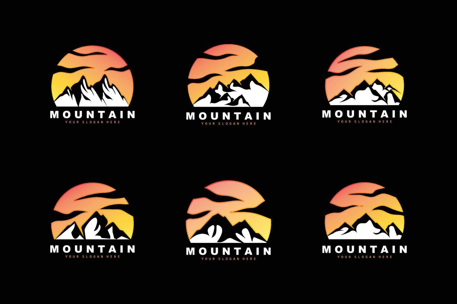 diseño del logotipo de la montaña, lugar vectorial para los amantes de la naturaleza vector