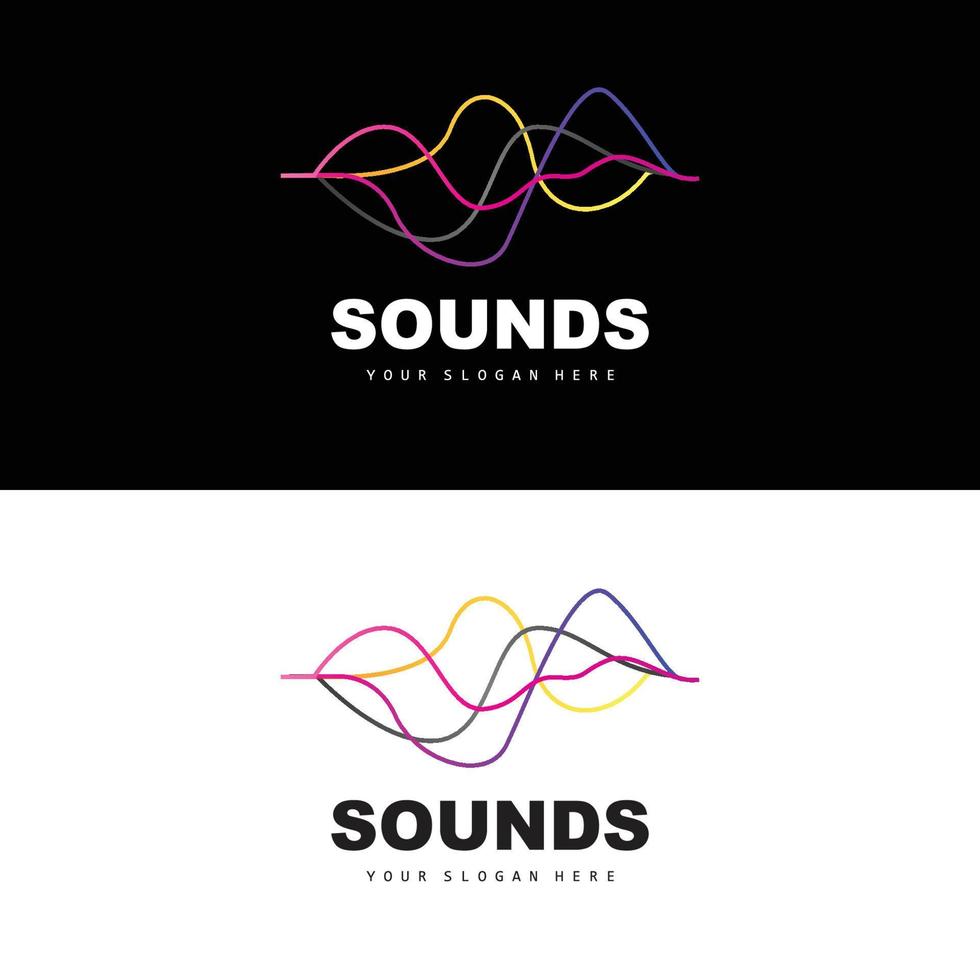 logotipo de onda de sonido, diseño de ecualizador, vibración de onda musical, icono de vector simple con estilo de línea