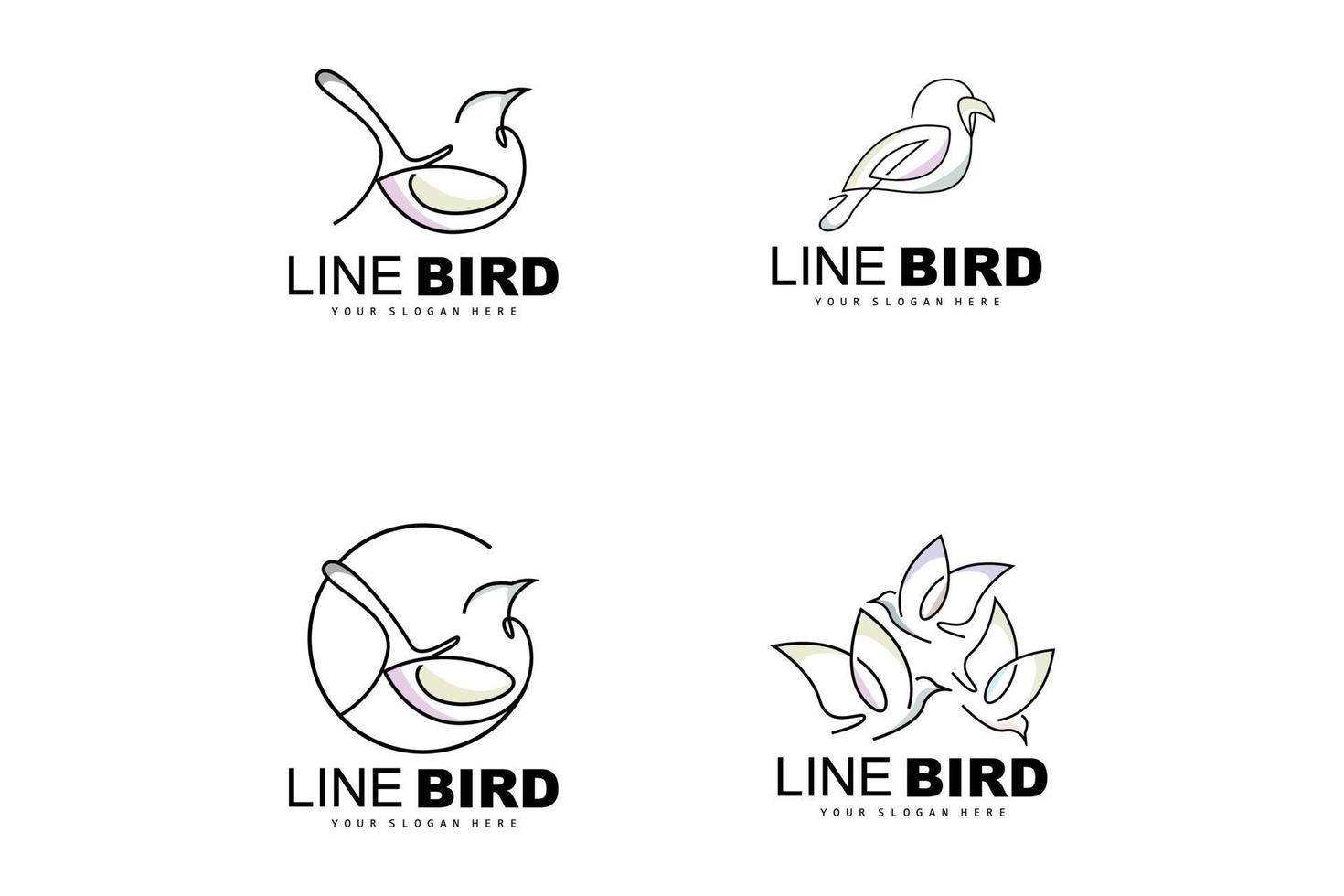 logotipo de pájaro, colibrí vectorial, diseño de estilo de línea simple simple, marca de producto de icono de alas de pájaro vector