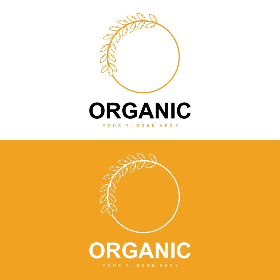 Wheat Rice Logo, Agricultural Organic Plants Vector, Luxury Design Golden Bakery Ingredients vector