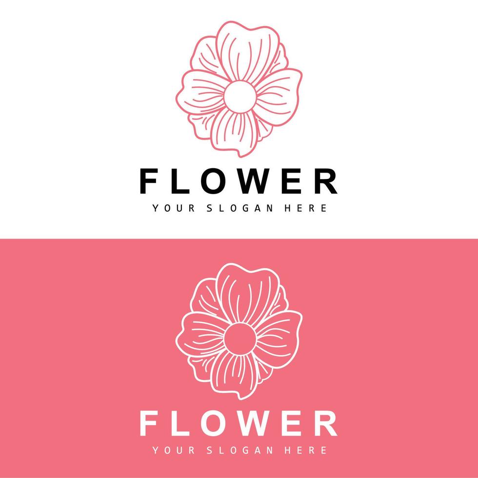 Simple Botanical Leaf and Flower Logo, Vector Natural Line Style, Decoration Design, Banner, Flyer, Wedding Invitation, and Product Branding