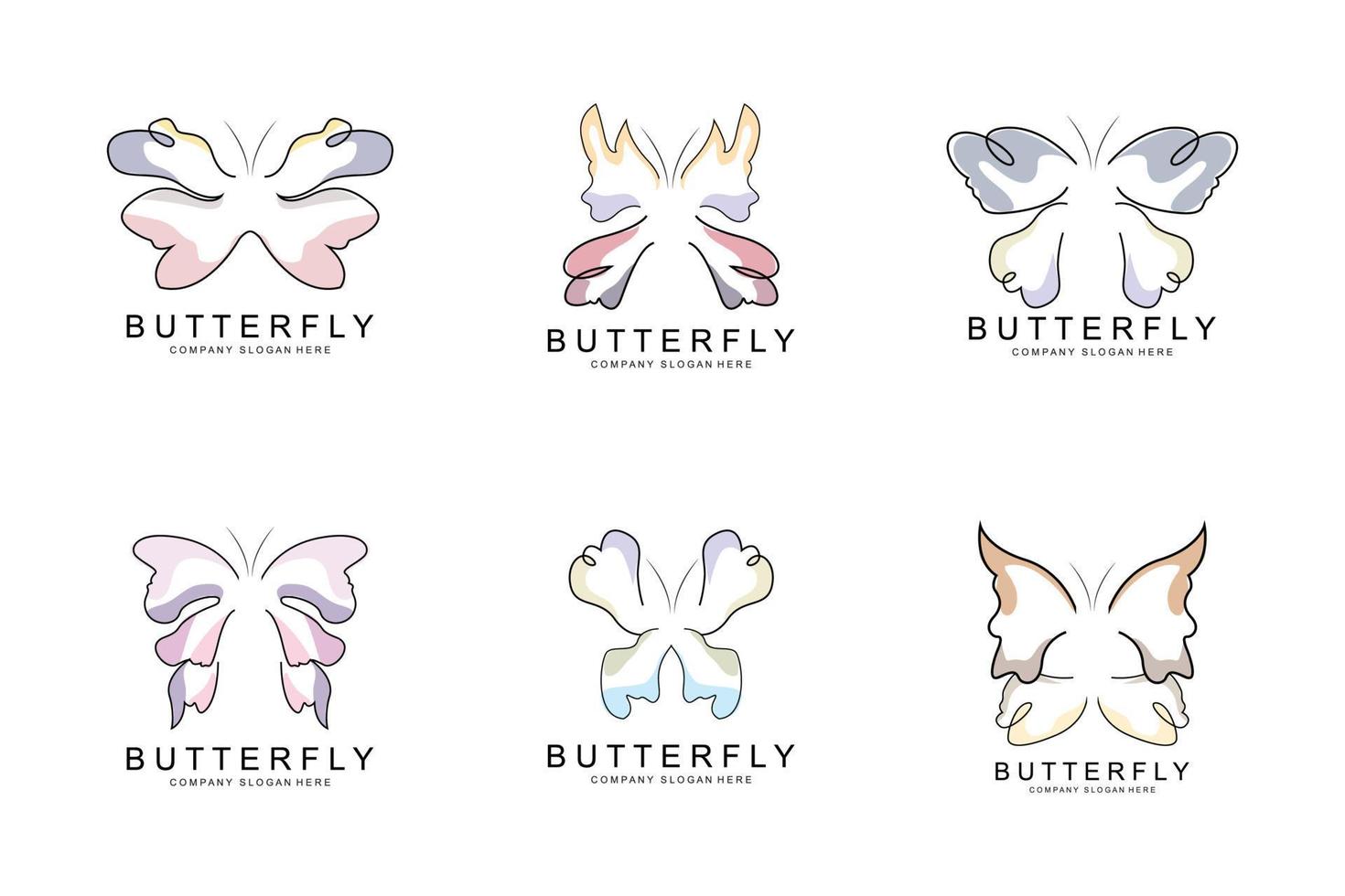 Butterfly Logo Design, Beautiful Flying Animal, Company Brand Icon Illustration, Screen Printing, Salon vector