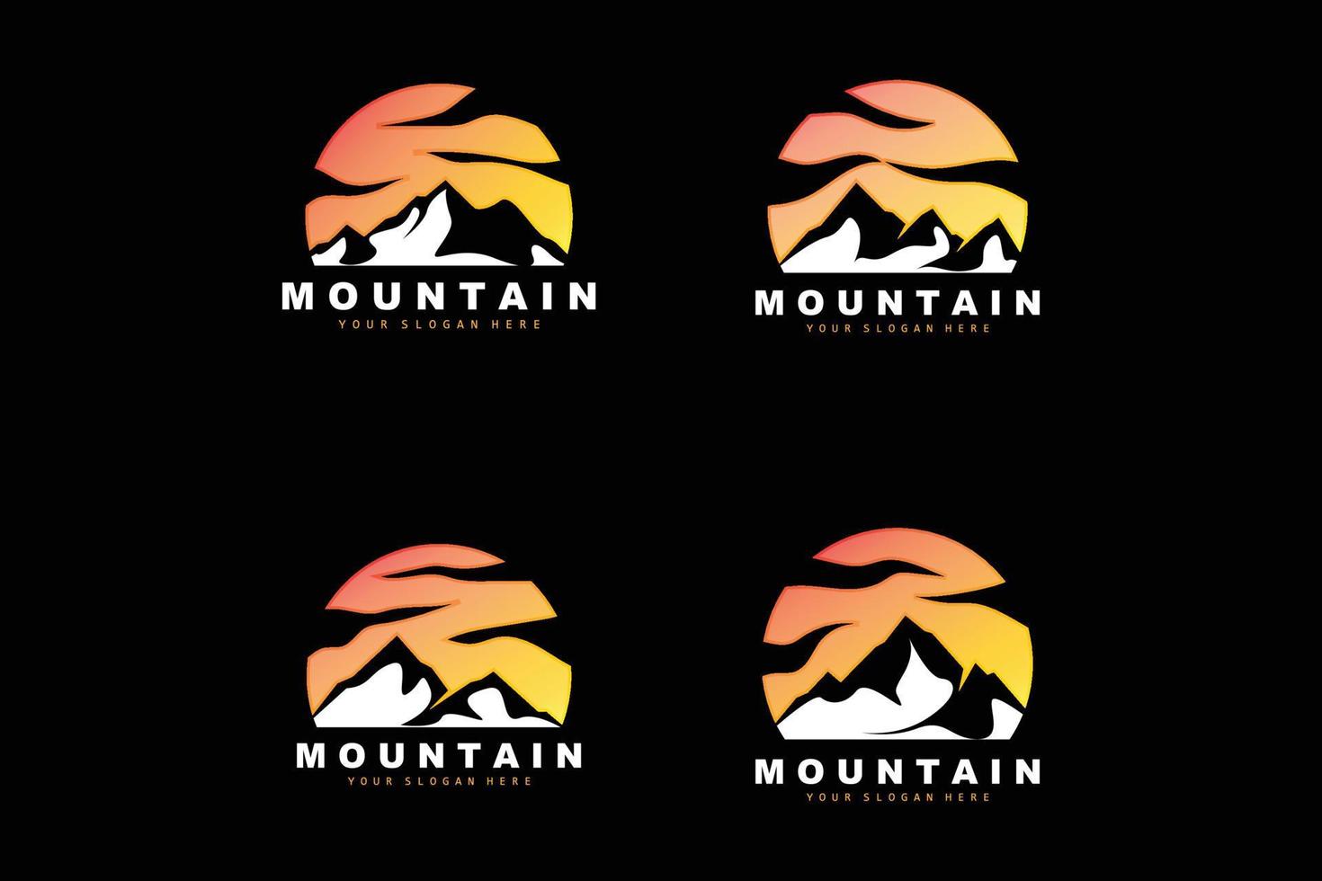 diseño del logotipo de la montaña, lugar vectorial para los amantes de la naturaleza vector