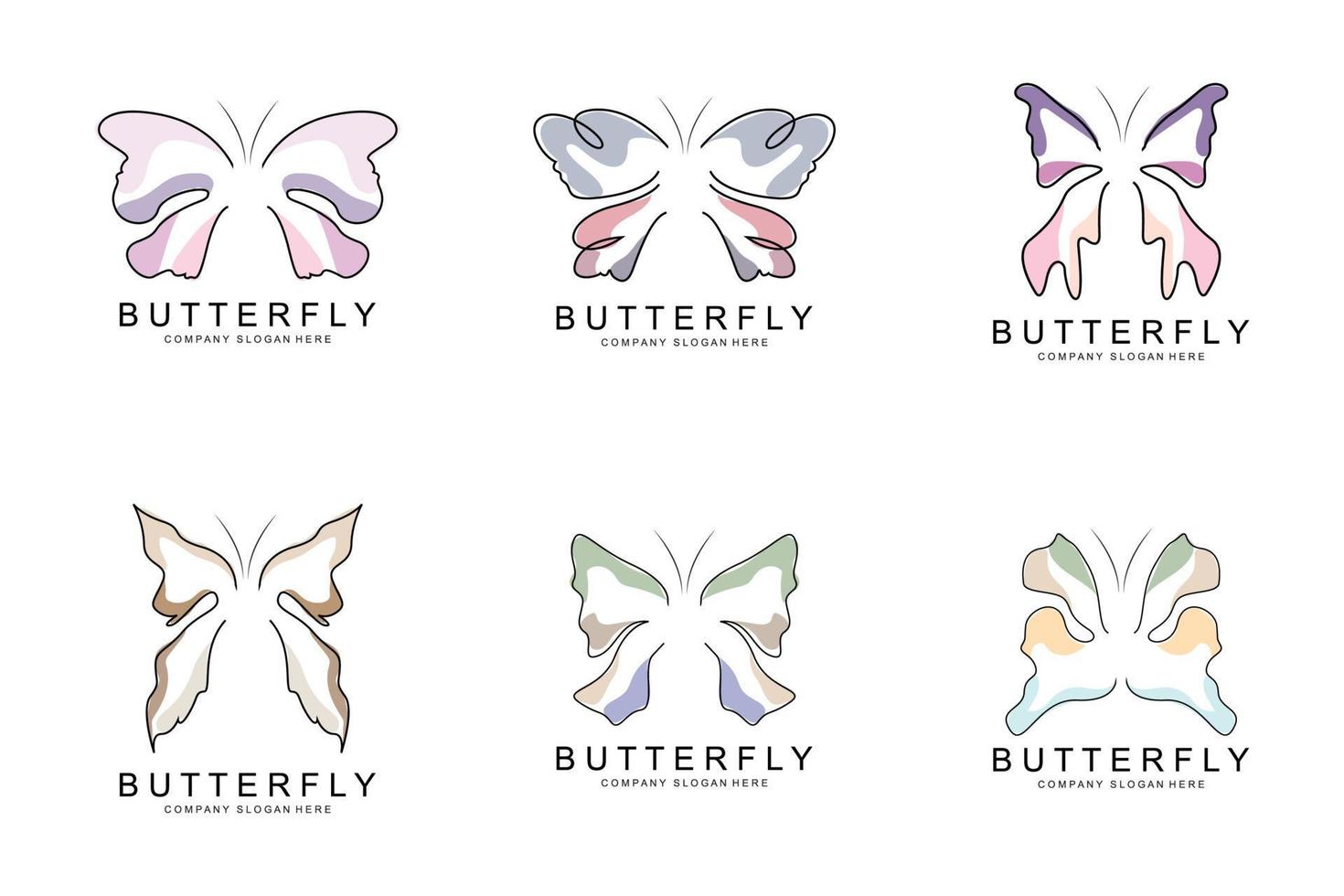 Butterfly Logo Design, Beautiful Flying Animal, Company Brand Icon Illustration, Screen Printing, Salon vector