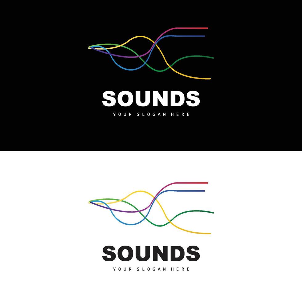 logotipo de onda de sonido, diseño de ecualizador, vibración de onda musical, icono de vector simple con estilo de línea