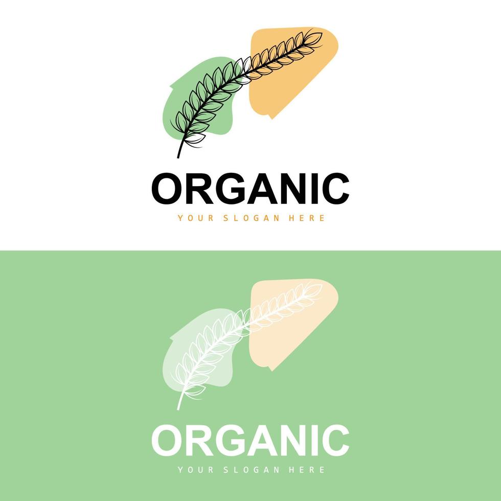 Wheat Rice Logo, Agricultural Organic Plants Vector, Luxury Design Golden Bakery Ingredients vector