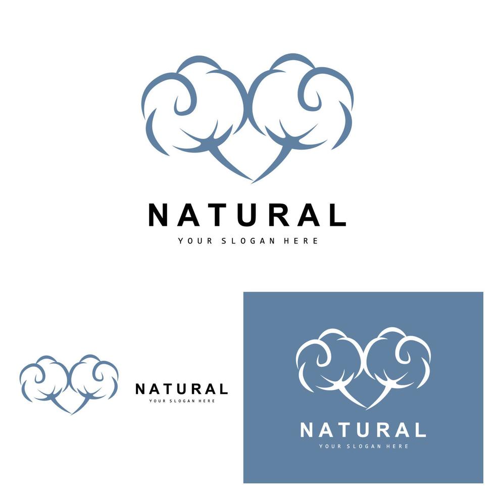 Cotton Logo, Natural Biological Organic Plant Design, Beauty Textile and Clothing Vector, Soft Cotton Flowers vector