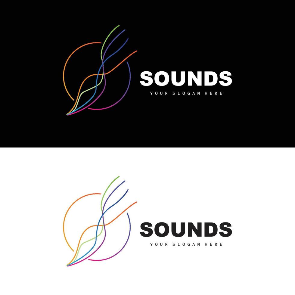 logotipo de onda de sonido, diseño de ecualizador, vibración de onda musical, icono de vector simple con estilo de línea