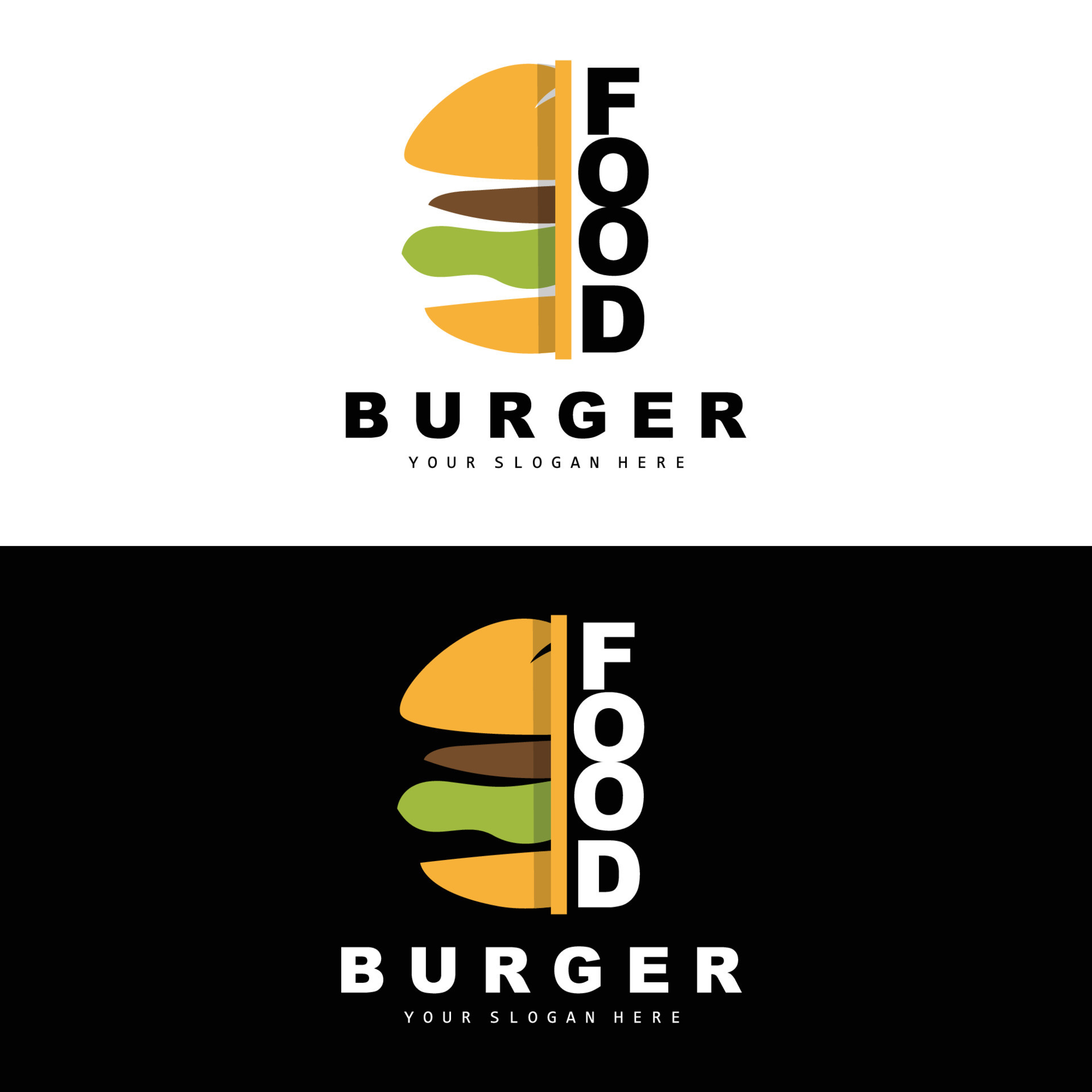 Burger Logo, Fast Food Design, Bread And Vegetables Vector, Fast Food