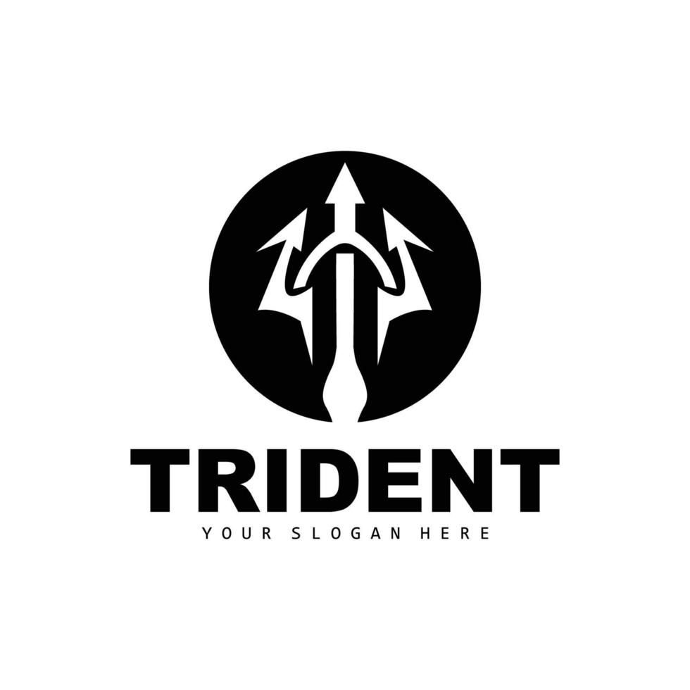 tridente logo, vector magia lanza de Poseidón Neptuno, tritón Rey diseño, modelo icono marca ilustración