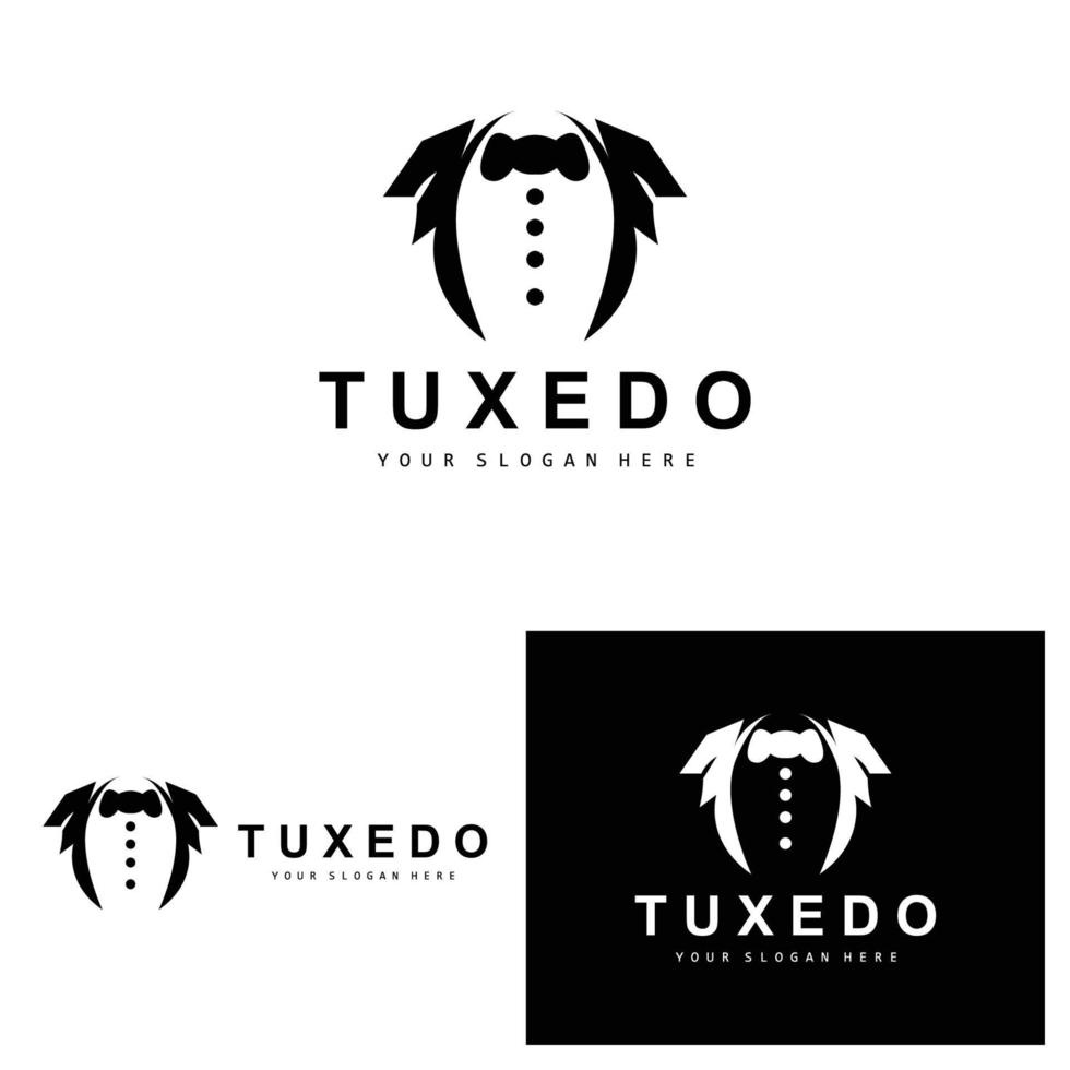 smoking logo, traje y Corbata vector, hombres traje vestir Sastre diseño, arco Corbata corbata de moño icono, Clásico clásico ilustración vector