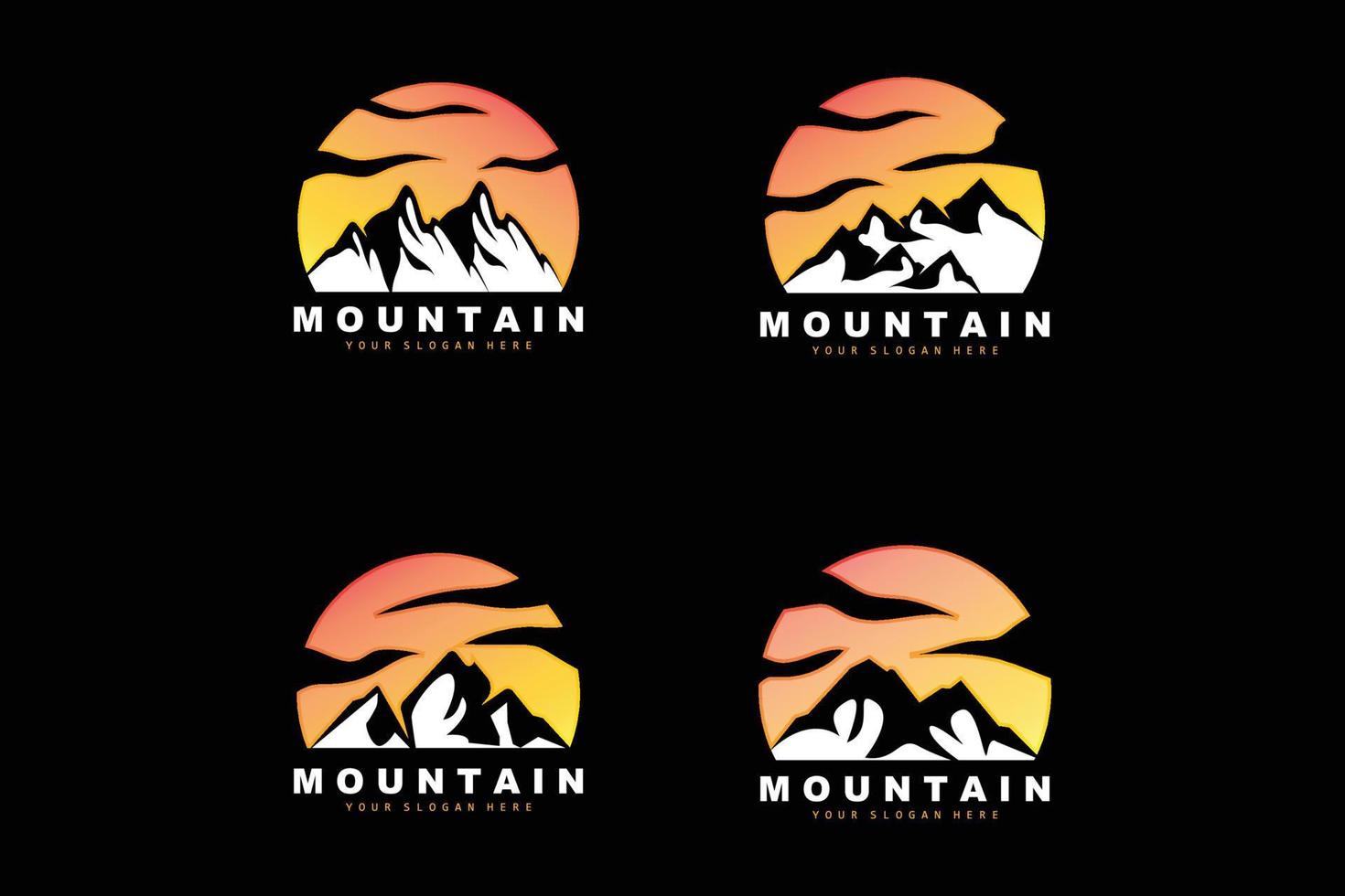 diseño del logotipo de la montaña, lugar vectorial para los amantes de la naturaleza vector