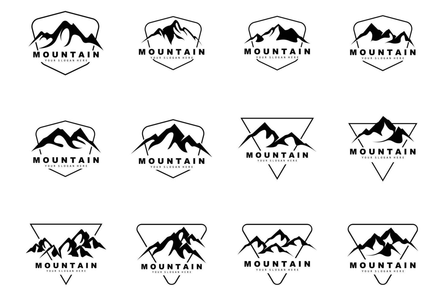 diseño del logotipo de la montaña, lugar vectorial para los amantes de la naturaleza vector