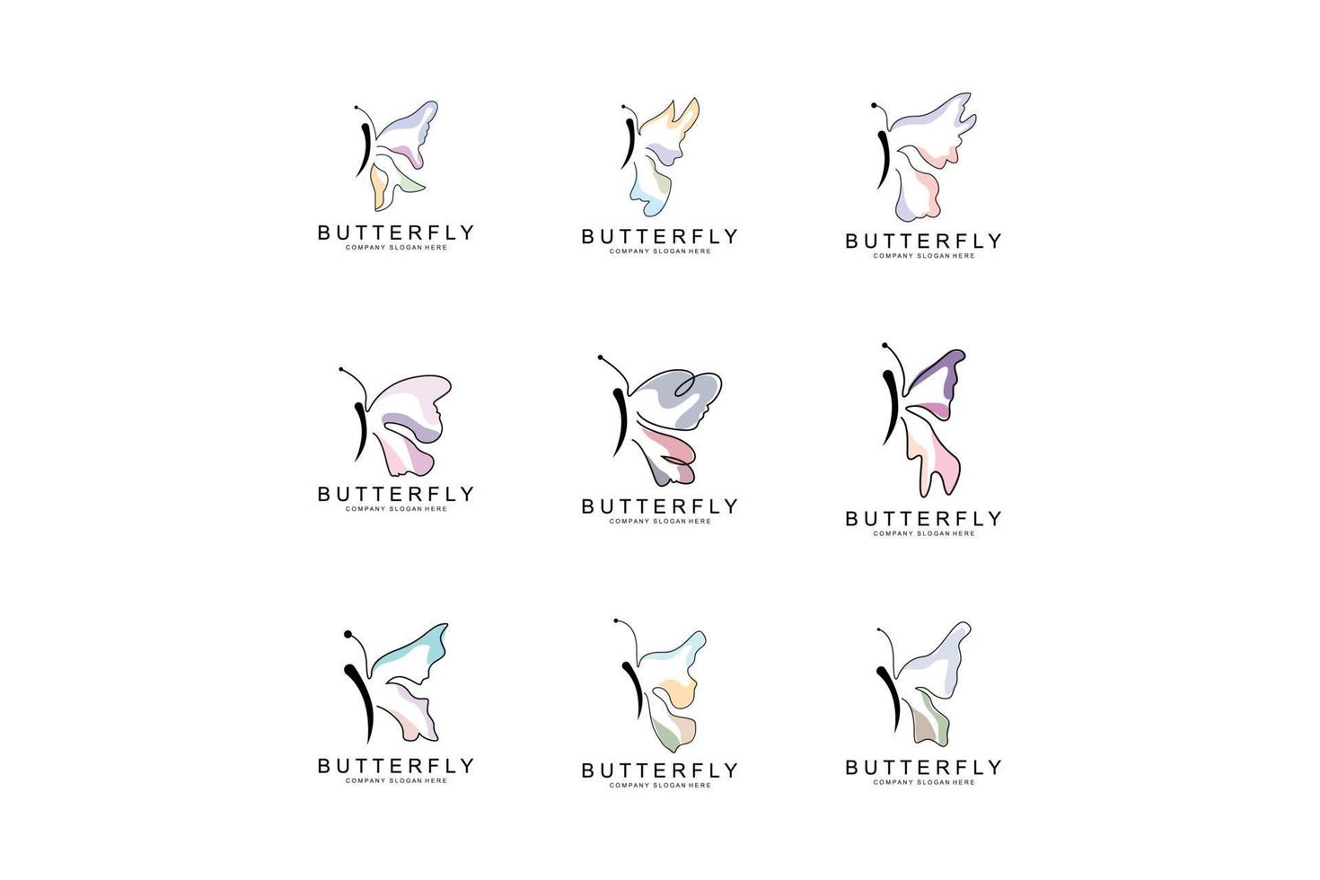 Butterfly Logo Design, Beautiful Flying Animal, Company Brand Icon Illustration, Screen Printing, Salon vector