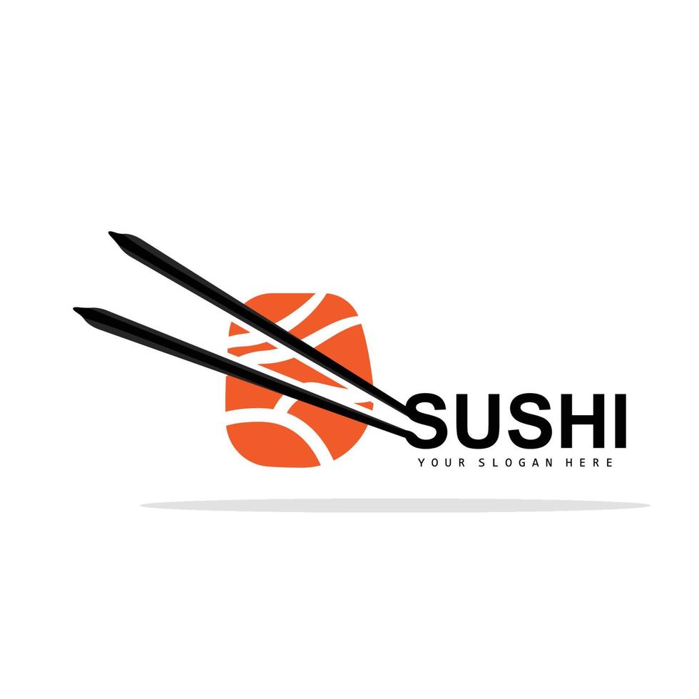 Sushi Logo, Japanese Food Sushi Seafood Vector, Japanese Cuisine Product Brand Design, Template Icon vector