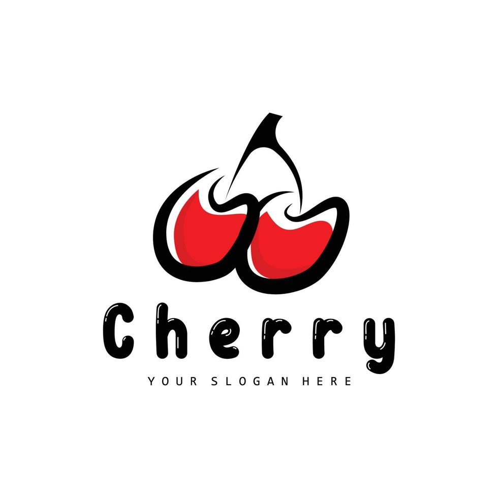 Cherry Fruit logo, Red Colored plant vector illustration, Fruit Shop Design, Company, Sticker, Product Brand