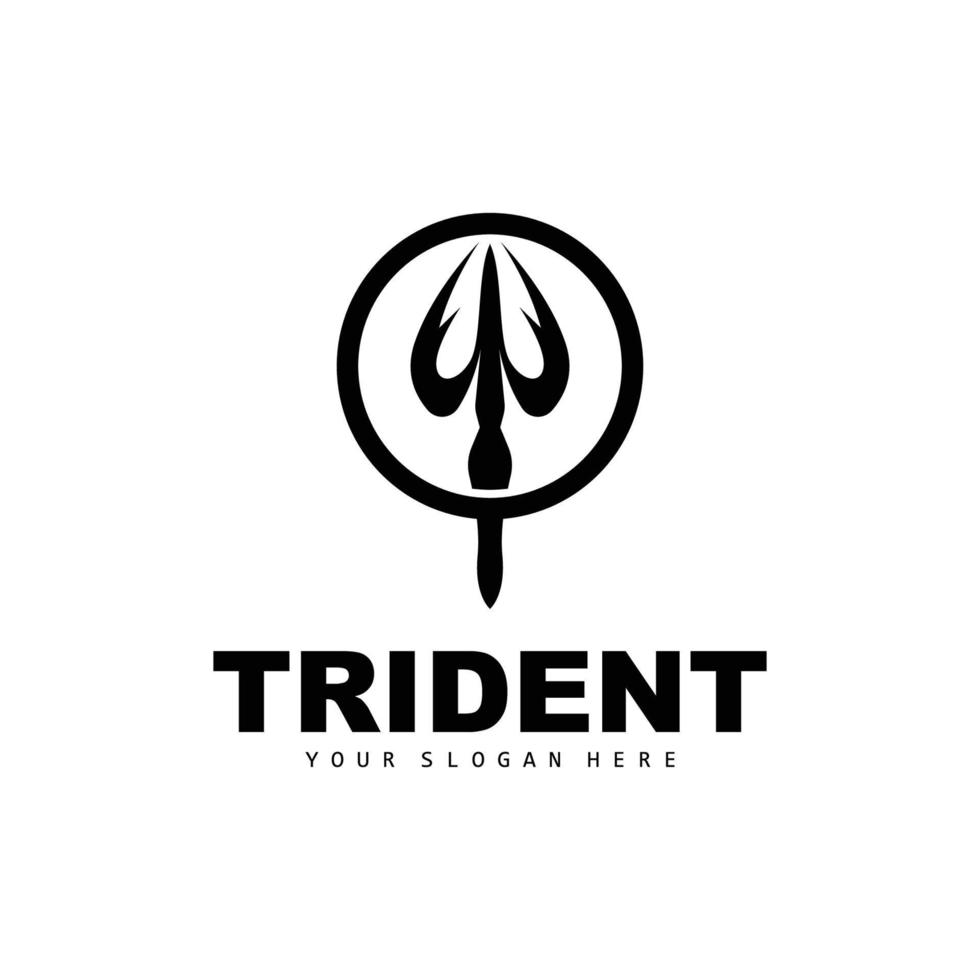 tridente logo, vector magia lanza de Poseidón Neptuno, tritón Rey diseño, modelo icono marca ilustración