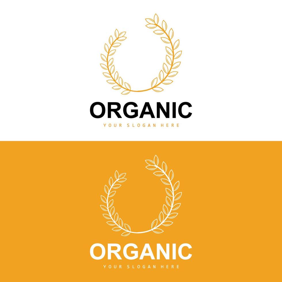 Wheat Rice Logo, Agricultural Organic Plants Vector, Luxury Design Golden Bakery Ingredients vector