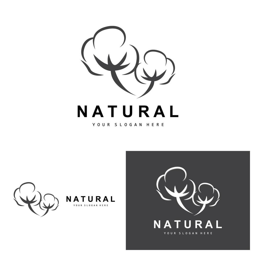 algodón logo, natural biológico orgánico planta diseño, belleza textil y ropa vector, suave algodón flores vector