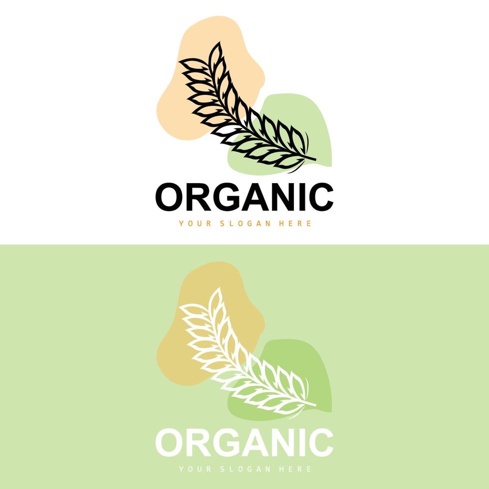 Wheat Rice Logo, Agricultural Organic Plants Vector, Luxury Design Golden Bakery Ingredients vector