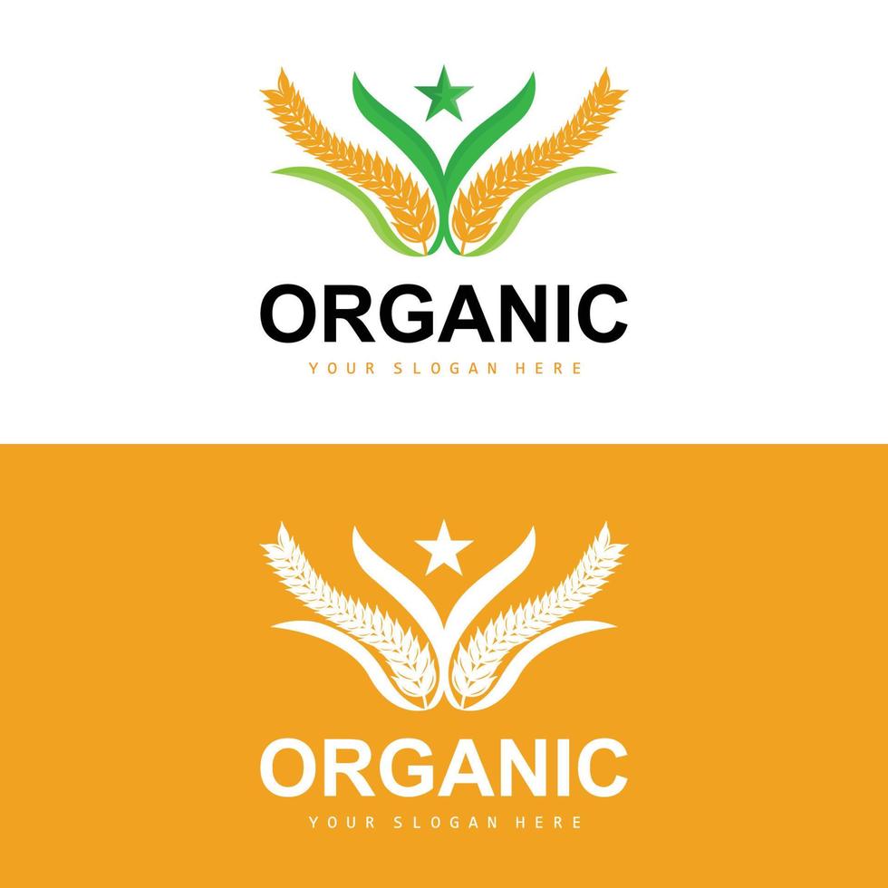 Wheat Rice Logo, Agricultural Organic Plants Vector, Luxury Design Golden Bakery Ingredients vector