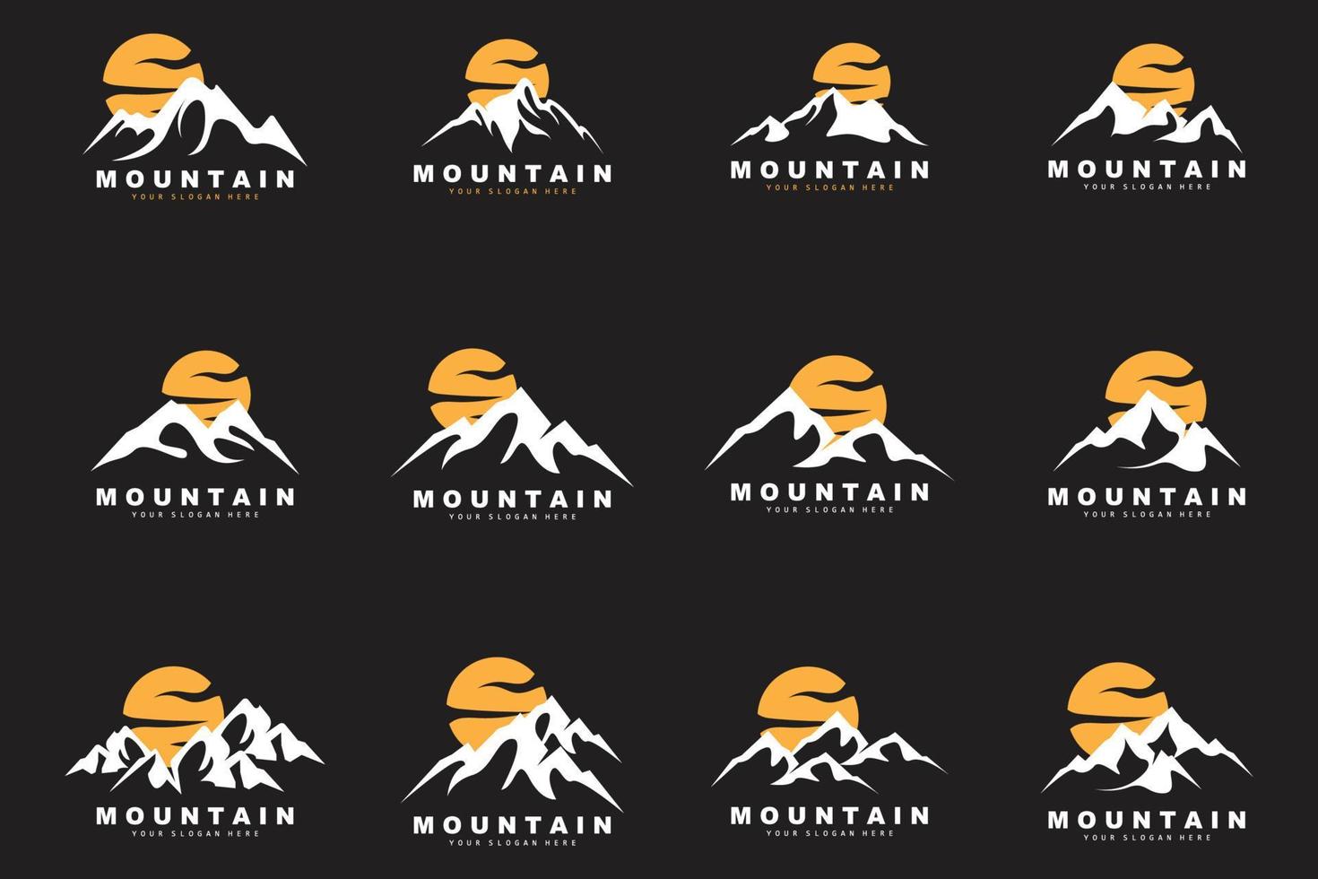 diseño del logotipo de la montaña, lugar vectorial para los amantes de la naturaleza vector