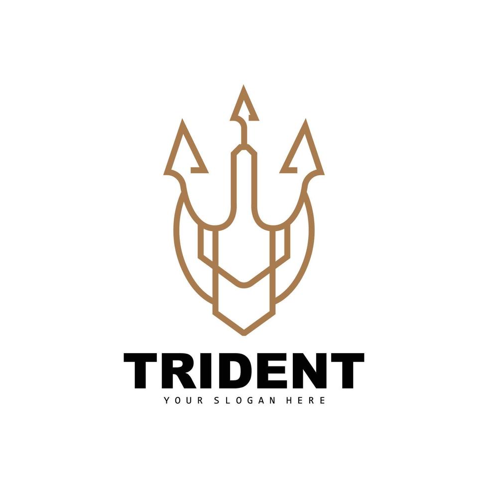 Trident Logo, Vector Magic Spear of Poseidon Neptune, Triton King Design, Template Icon Brand Illustration