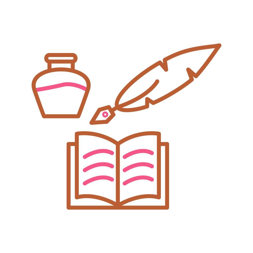 icono de vector de pluma y libro único