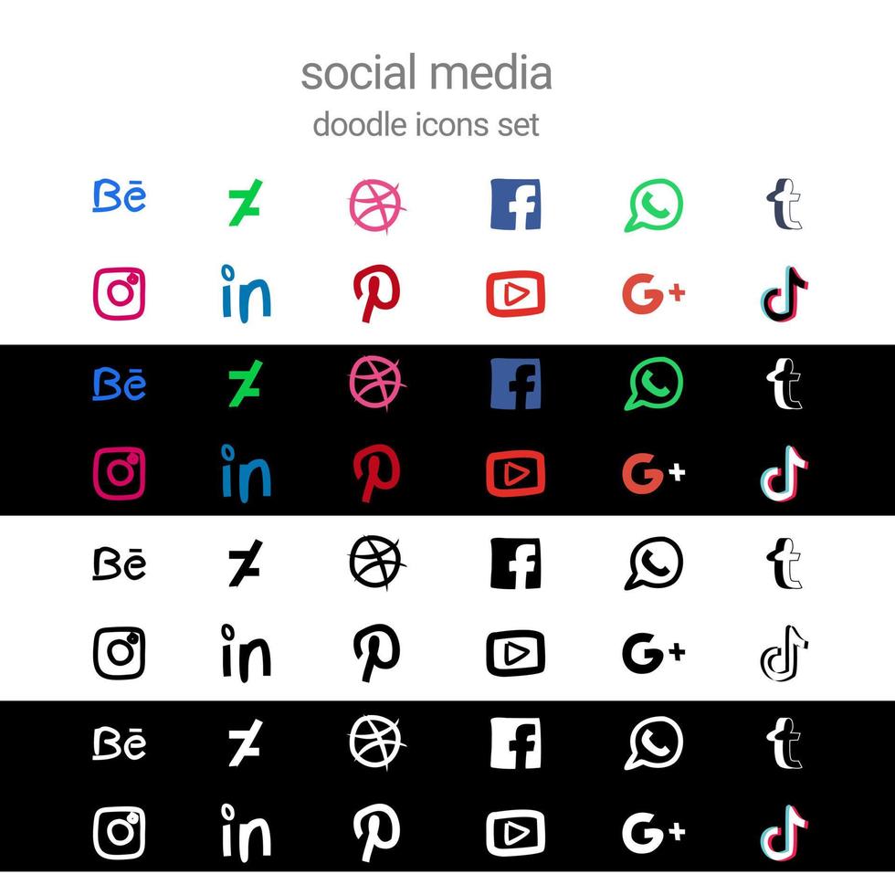 social medios de comunicación solicitud garabatear dibujo icono colección conjunto haz diseño vector