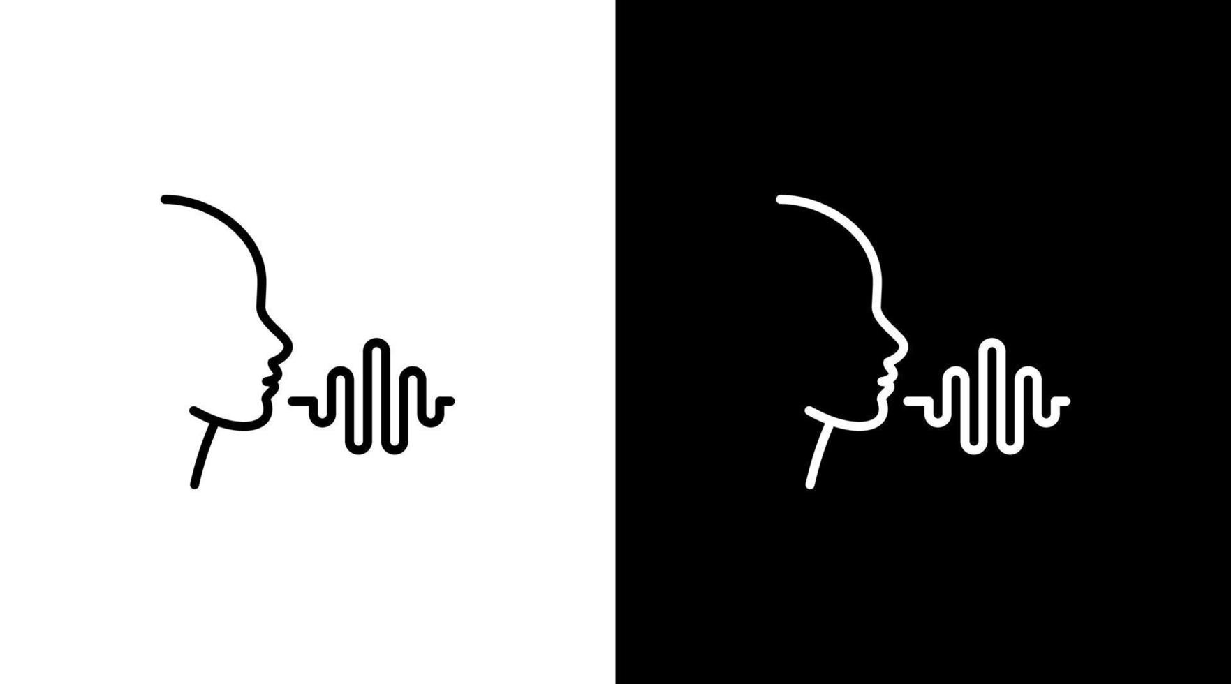 humano hablar logo sonido ola voz tecnología contorno icono diseño vector