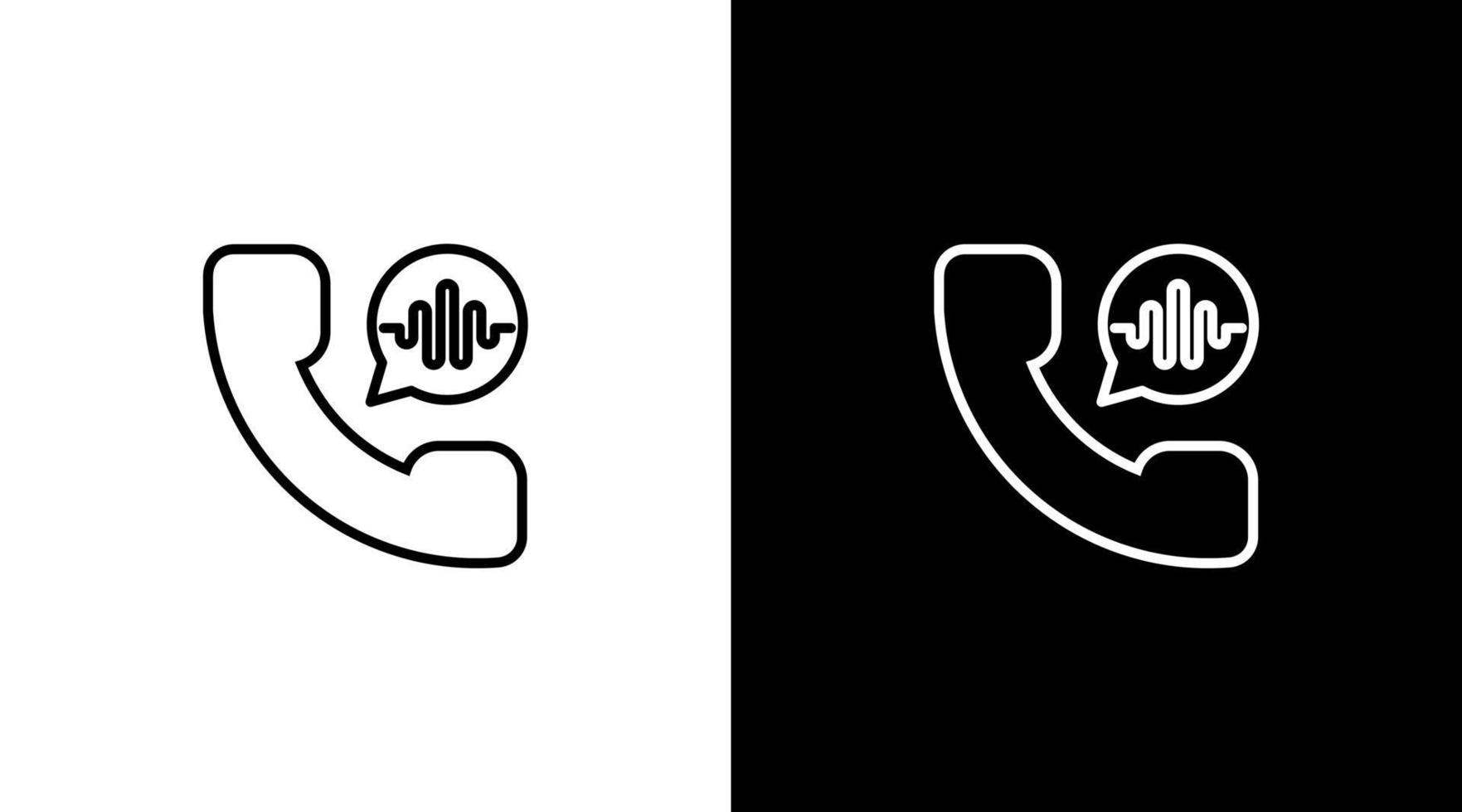 teléfono voz llamada logo audio sonido ola tecnología contorno icono diseño vector