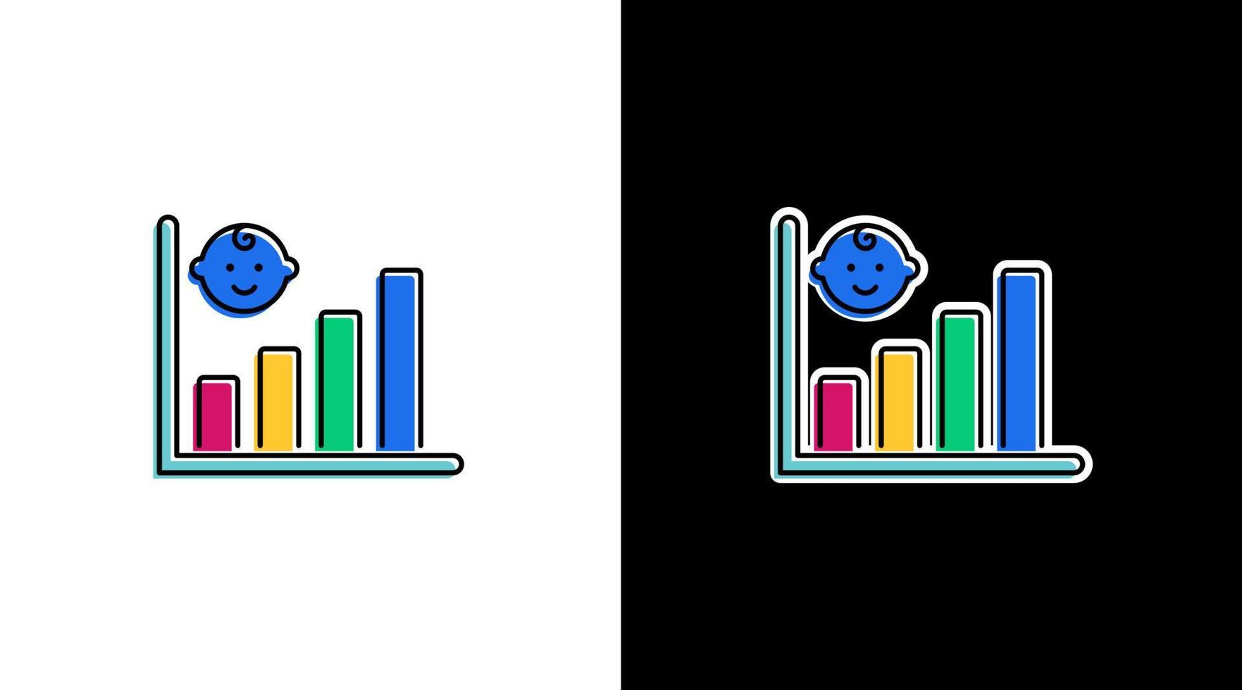 baby birth report statistic growth infographic data analysis colorful icon chart bar percentage vector