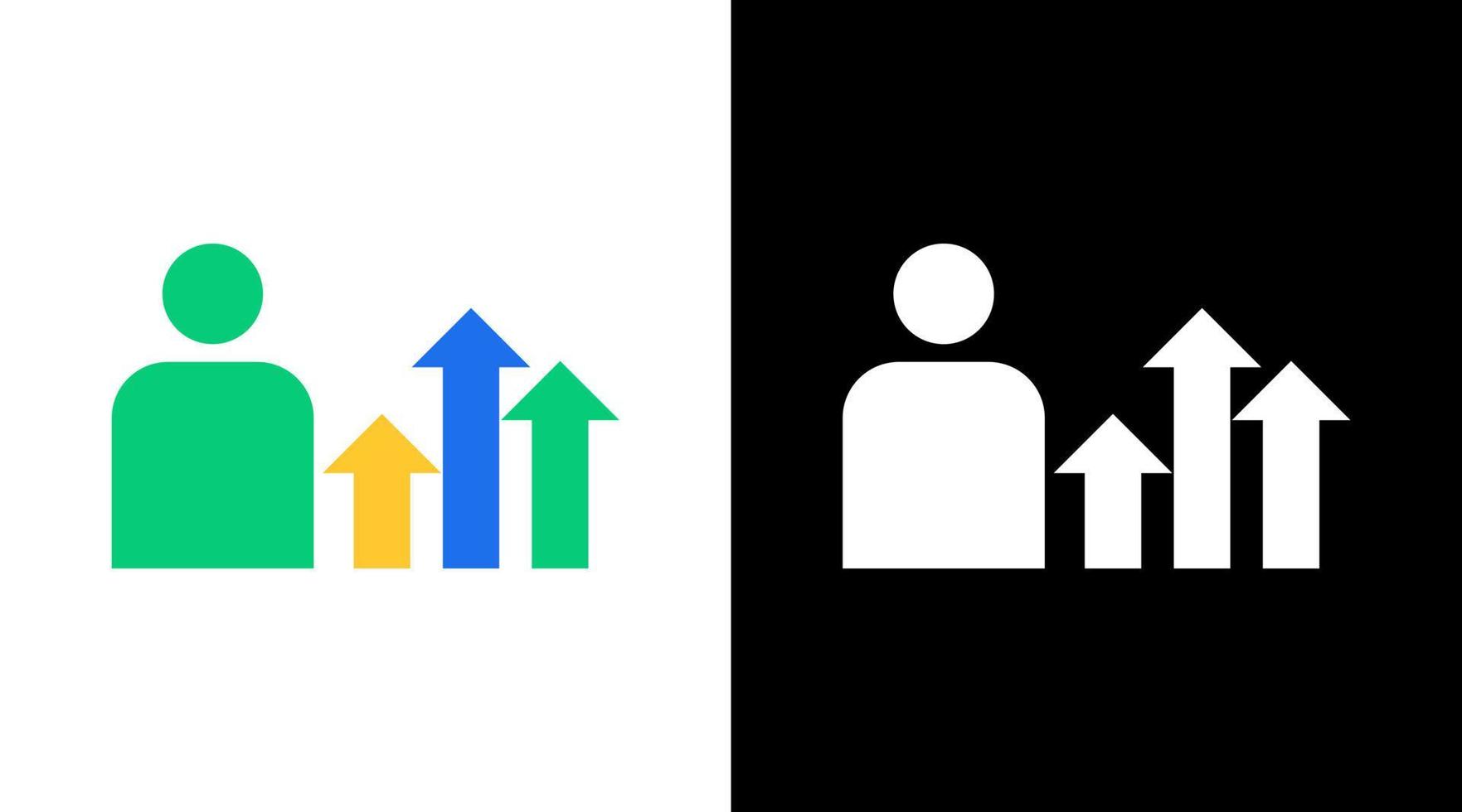 career person arrow up success progress colorful logo icon design vector