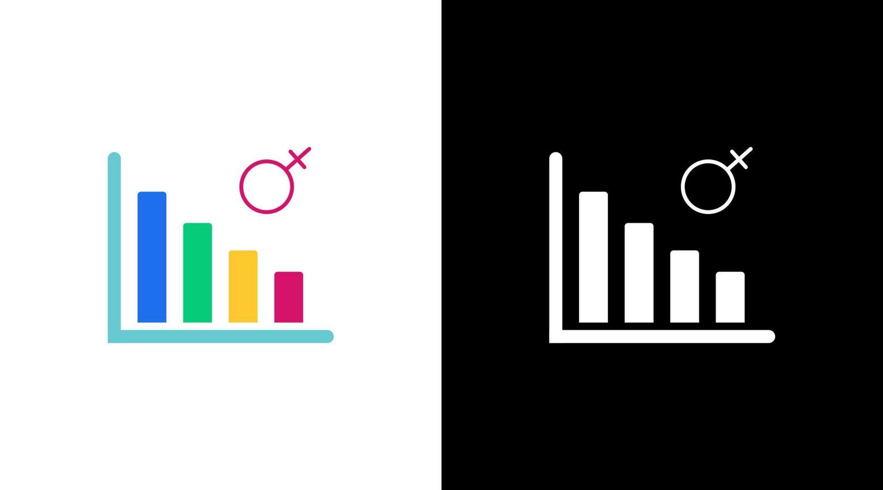 female gender decrease infographic data analysis colorful icon design chart bar vector